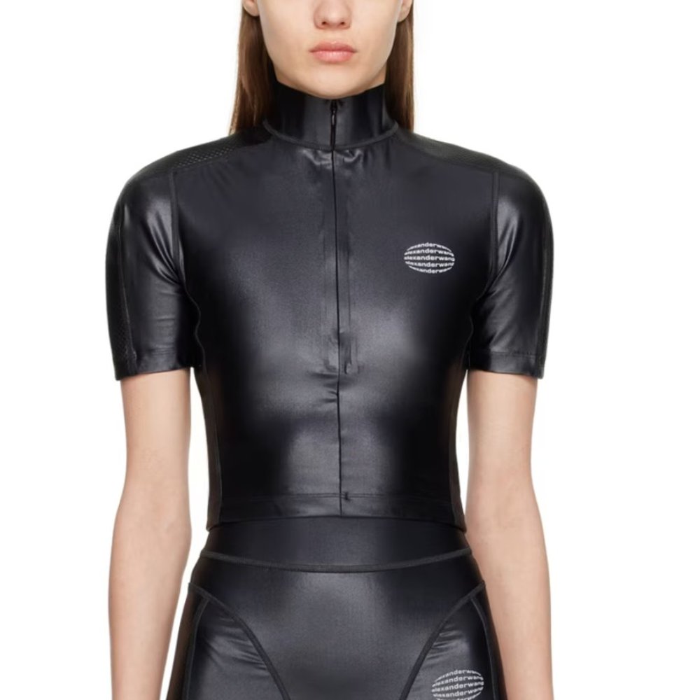ALEXANDER WANG Black Half-Zip T-Shirt